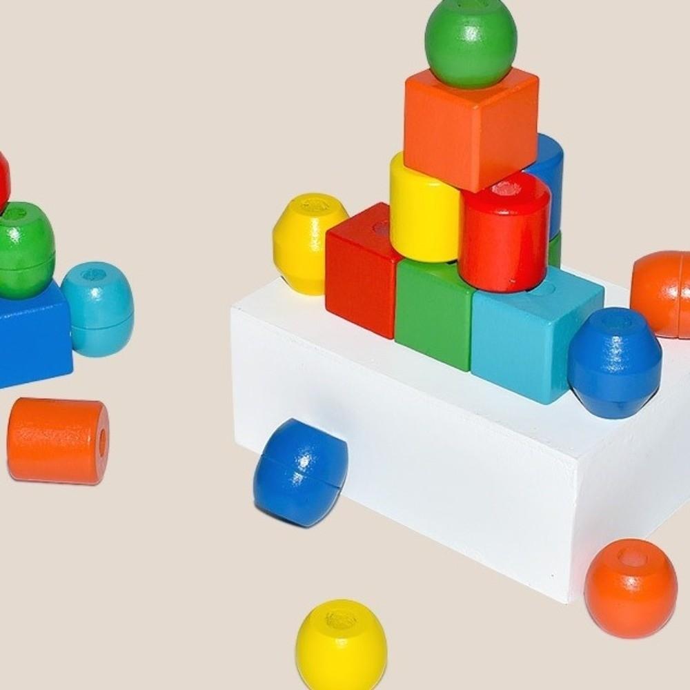 Colorful Wooden Toys Matching Game Colorful Beaded Toy  Preschool Learning