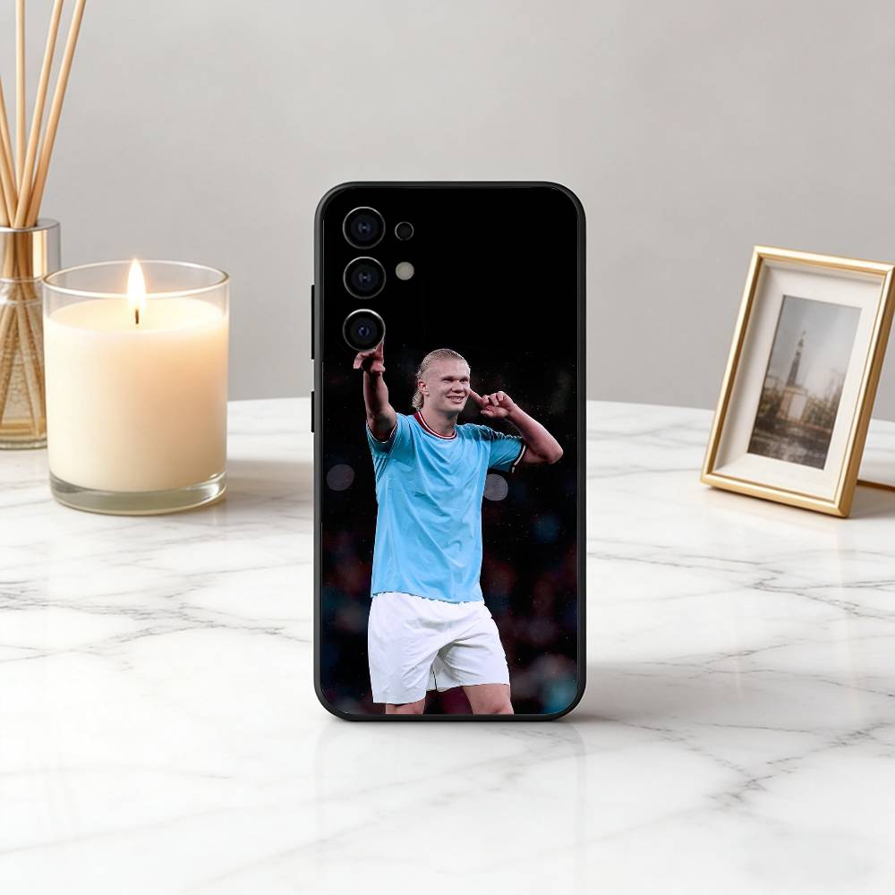 Football E-Erling H-Haaland-EH Phone Case Black Silicone Soft For Samsung S25,S24,S21,S22,S23,S30,Ultra,S20,Plus,Fe,Lite