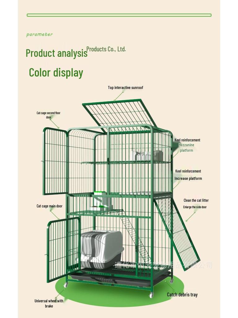 Extra-Large Multi-Layer Indoor Cat Villa with Integrated Toilet