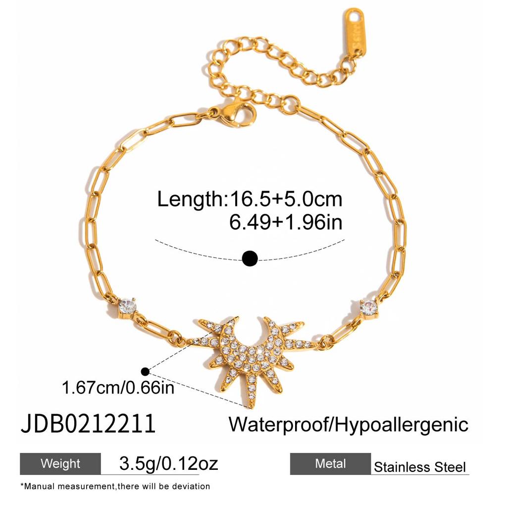 Youthway Delicate Tiny Zircon Bracelet For Women Minimalist 18K Gold PVD Plated Stainless Steel Bracelet Fashion Jewelry Gift