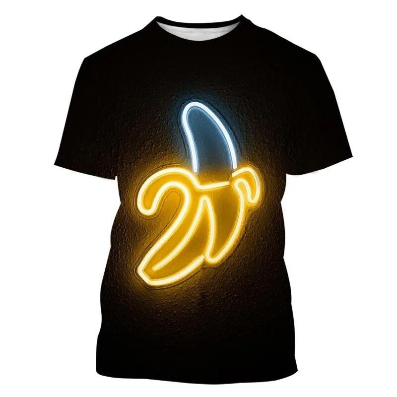 Summer Men and Woman T-shirt Fun Banana Fruit Cartoon 3D Printing O-neck Tee Unisex Fashion Casual Oversized Short Sleeved Top