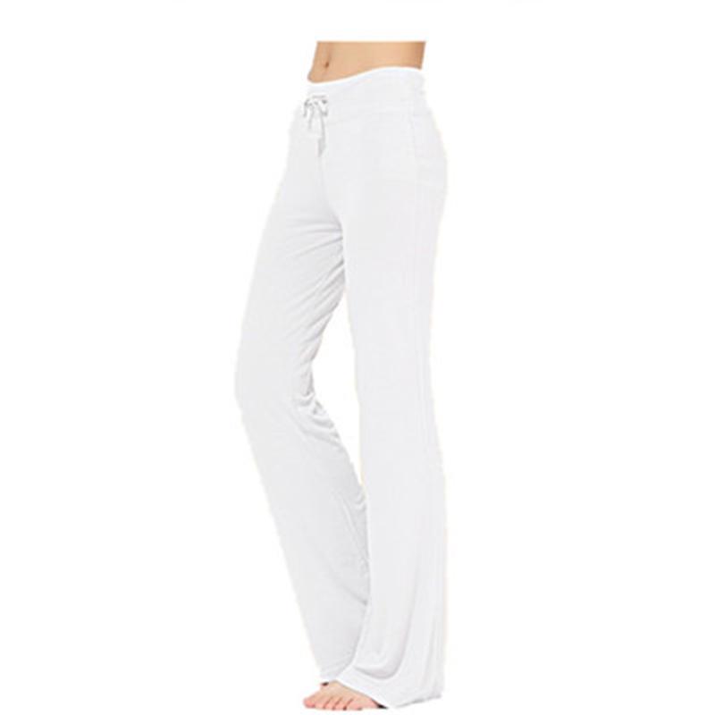 Women Solid Color High Waist Drawstring Wide Leg Long Pants Yoga Dance Trousers Wide Leg For Yoga Running Jogging Gymnastics