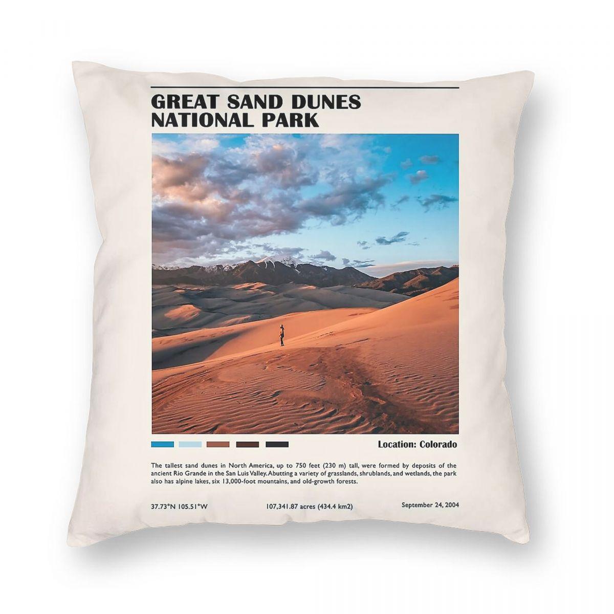 Great Sand Dunes National Park Square Pillowcase Polyester Linen Velvet Pattern Zip Decorative Home Cushion Cover 18 Peach skin 18*18(CM)-1Pcs
