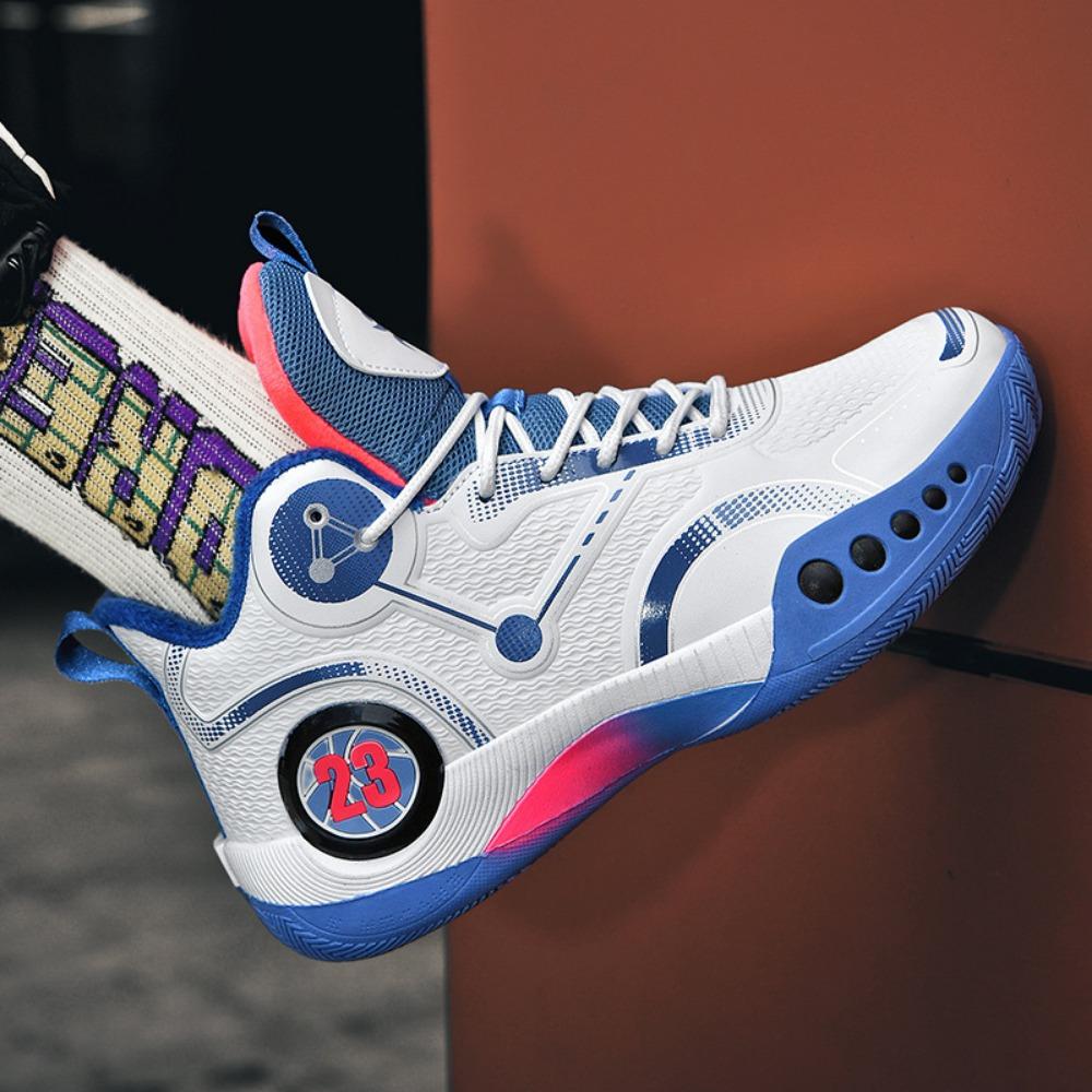 Winter Fleece and Cotton Student Sneakers Men's and Women's High-top Basketball Shoes Combat Boots Breathable Mesh