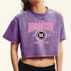 Brooklyn  Wonderful World Dreamer Prints Women Washed Slim T-Shirt Summer O-Neck T Shirts Fashion Retro Crop Top