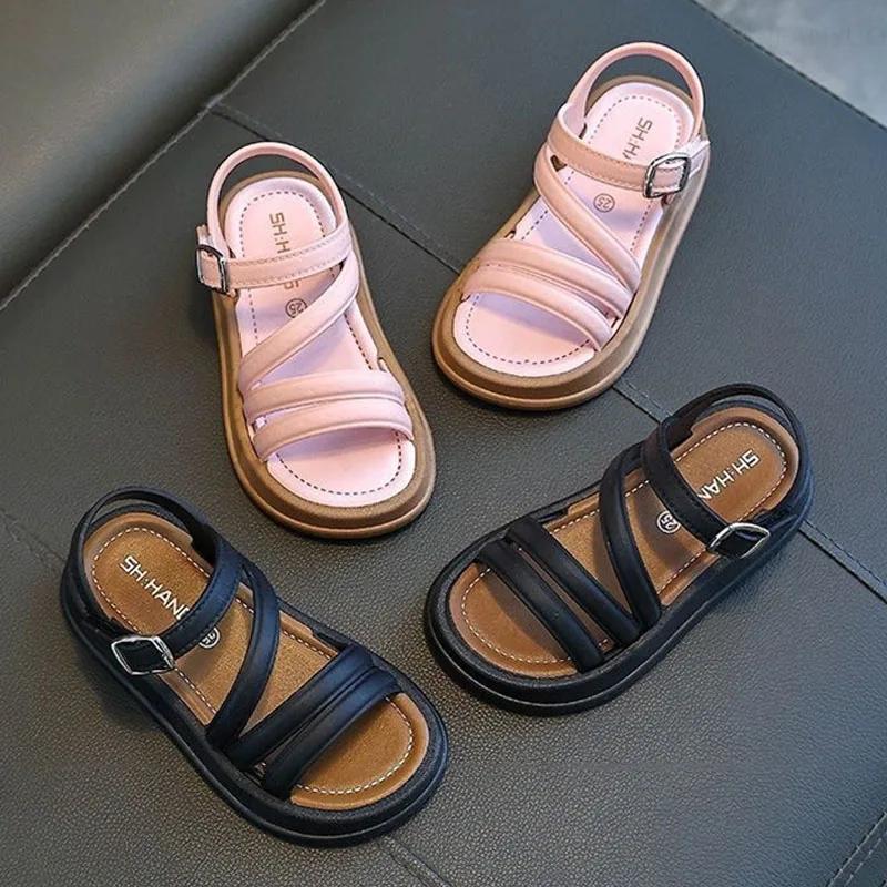 Elegant Baby Girls Sandals Summer New Casual Children Sandals Girls Flat Shoes Fashion Casual Non Slip Kids Student Beach Shoes