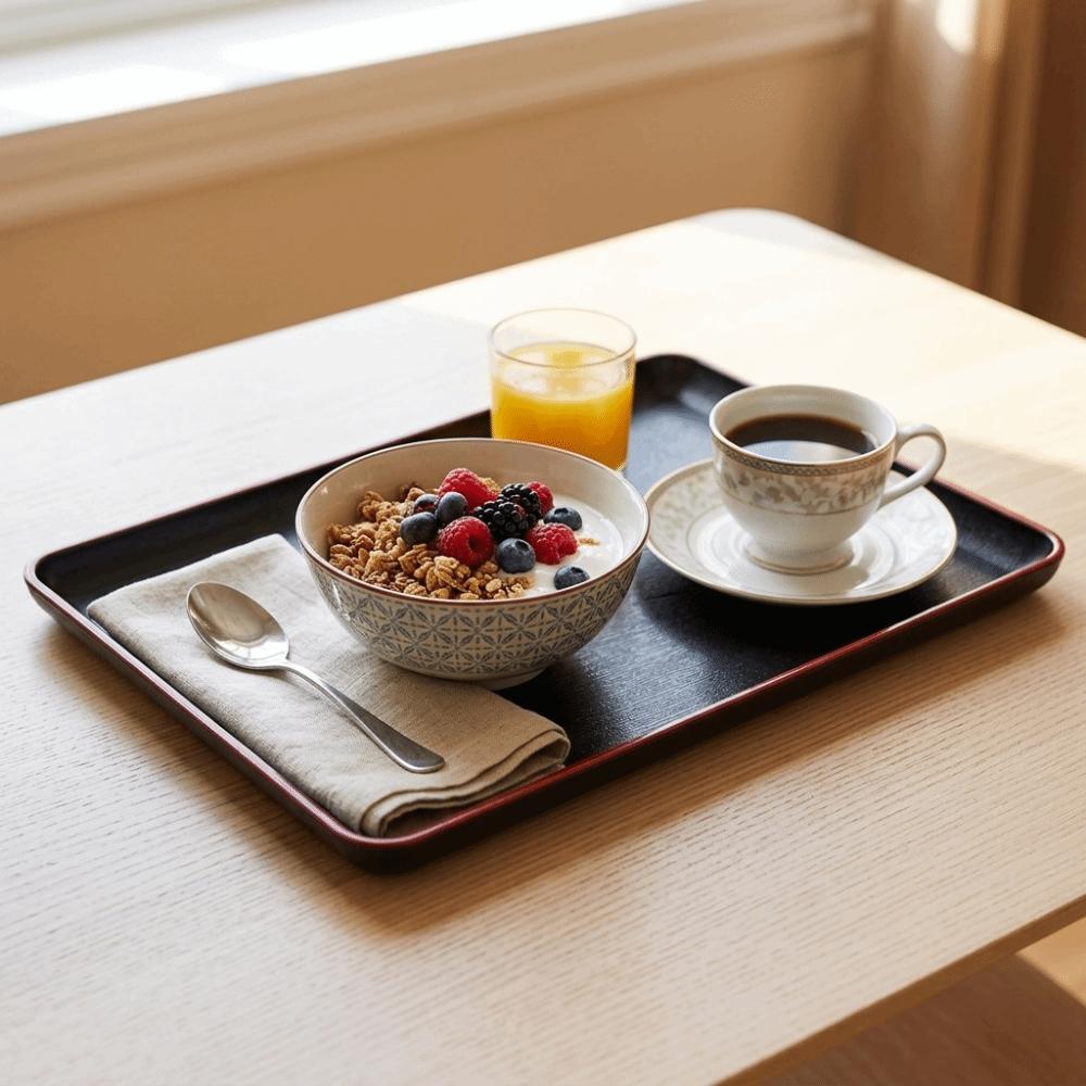 Rectangular Overall Food Carry Platter Anti-slip Matte Dinner Service Tray Beverage Placement
