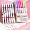 6 Pc/Set Flower Shape Outline Wavy Line Highlighter Pens Dual-Side Writing Markers Pens For Kids Students Journal Doodling