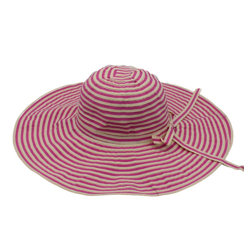 

Striped Bow Sunscreen Hat Women S Outdoor Travel Big Brim Sun Hat Foldable Temperament Versatile Bucket Hat one size fits all [ 13cm sun hat]