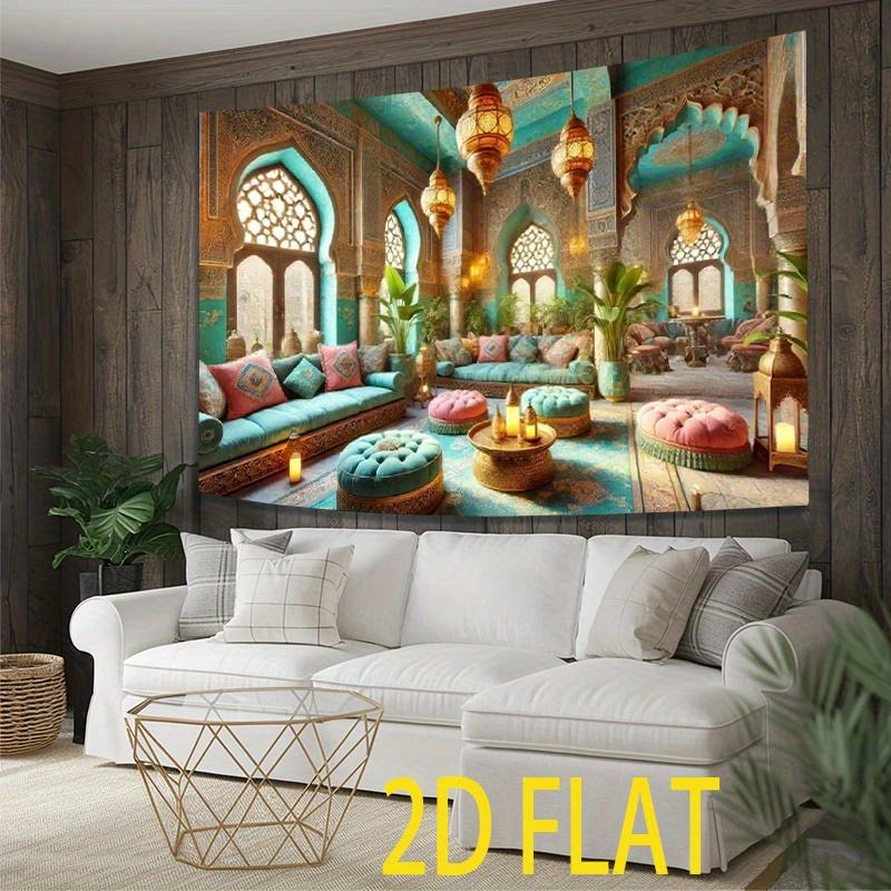 1 piece of 2D flat banner luxurious Moroccan-style polyester wall fabric for living room bedroom and office