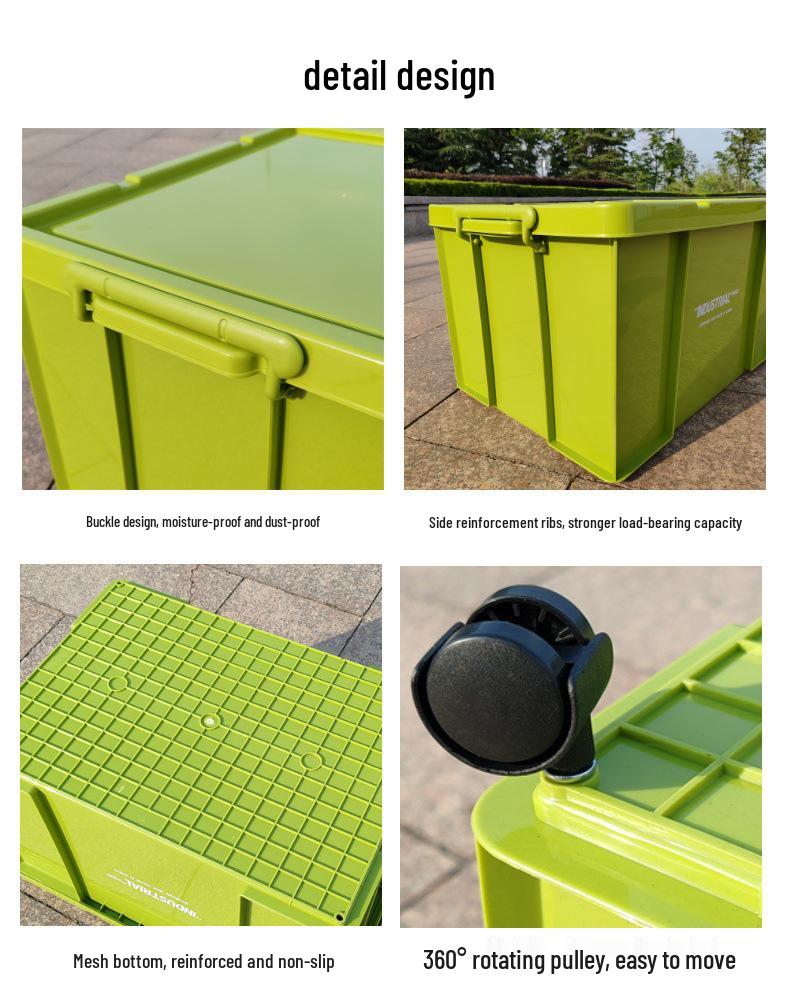 Industrial Style Plastic Storage Box for Camping, Household, or Car Trunk