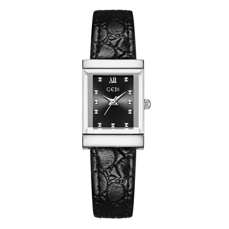 Retro Square Plate Women'S Watch Niche Pebble Pattern Strap Women'S Premium Waterproof Quartz Watch