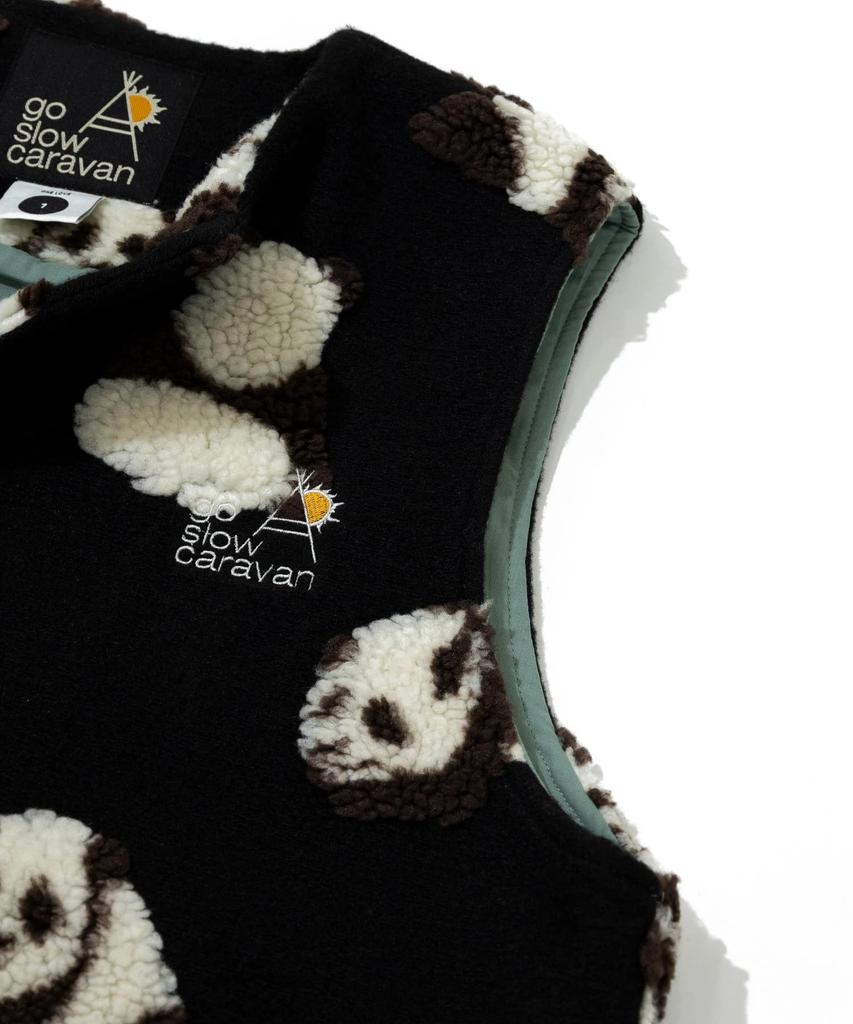 [go slow caravan] 350217 Original Jacquard Boa Vest, Black, Free Size