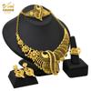 24K Gold Plated Arab Women's Bridal Necklace Earrings Ring Bracelet Indian Women's Jewelry Set 2026