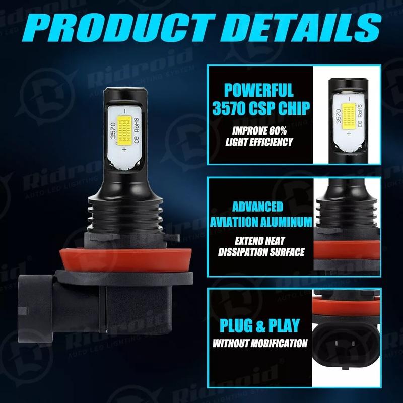 H11 LED Fog Light Bulbs High Power 3000K 6000K 12000K H8 H9 H16JP White Yellow Blue Fog Light Bulb DRL Kit