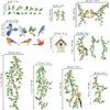 Decalmile Spring Summer Hanging Green Vine Double Sided Window Clings Birds Tree Leaves Decals Anti-Collision Glass Stickers