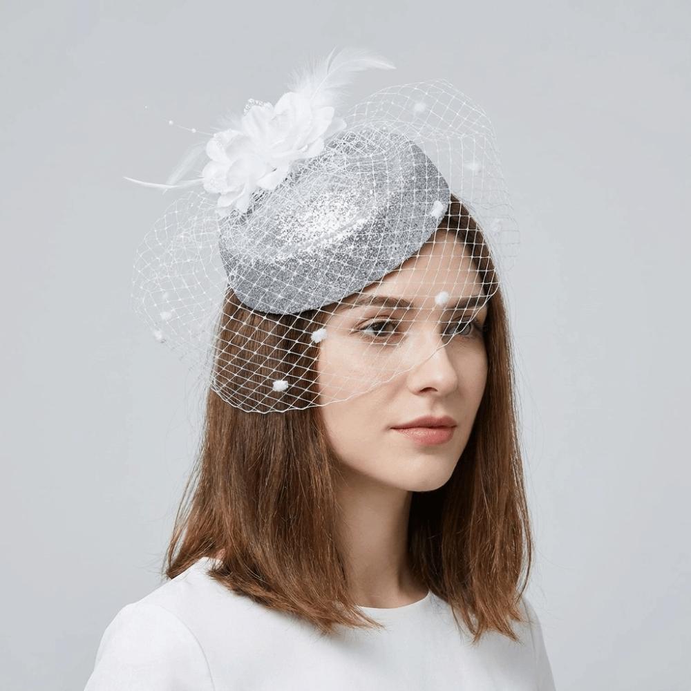 Solid Color Bridal Headdress Wave Point Hair Clip Hat Temperament Small Top Hat Women