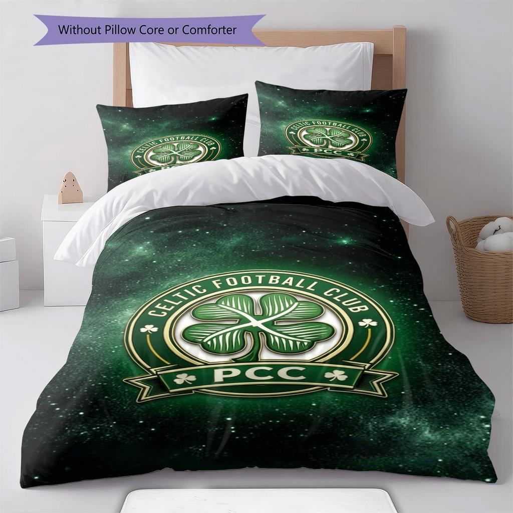 Set Biancheria da Letto con Motivo Logo Celtic FC Copripiumino Federa Decorazione per la Casa Regalo (1 * copripiumino + 2 * federa, senza nucleo)