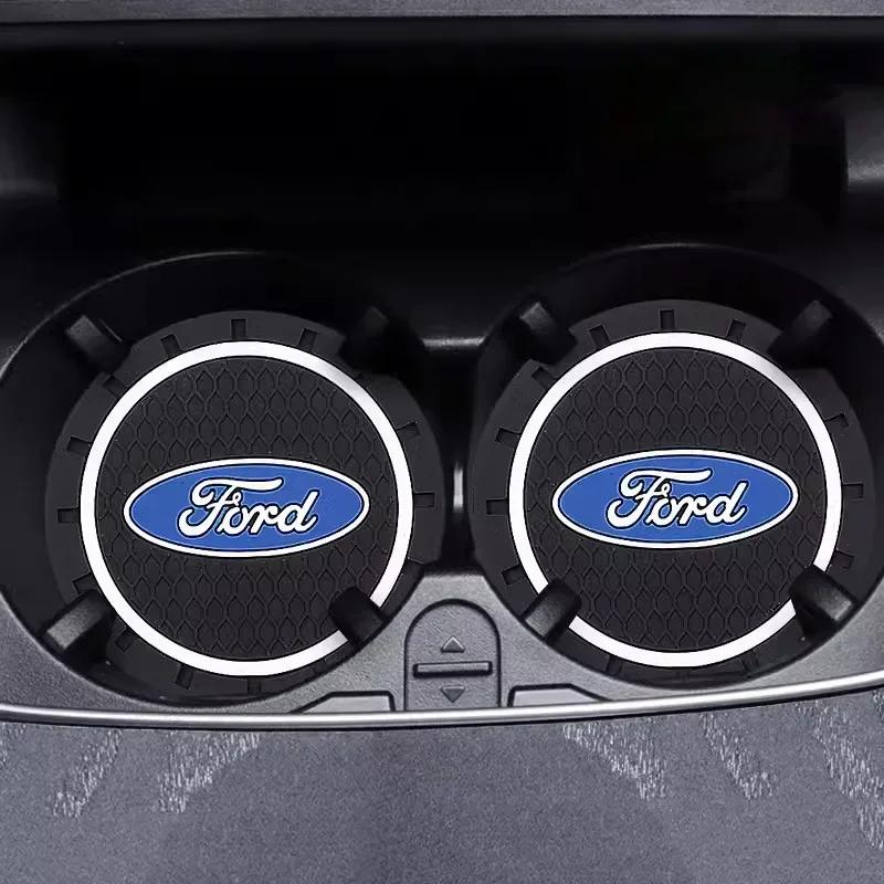 

New 2026 Car Sticker Ford New 2025 Hot PVC Car Water Cup Holder Anti Slip Coasters Pads For Ford Kuga Transit Ecosport ESCORT Fi