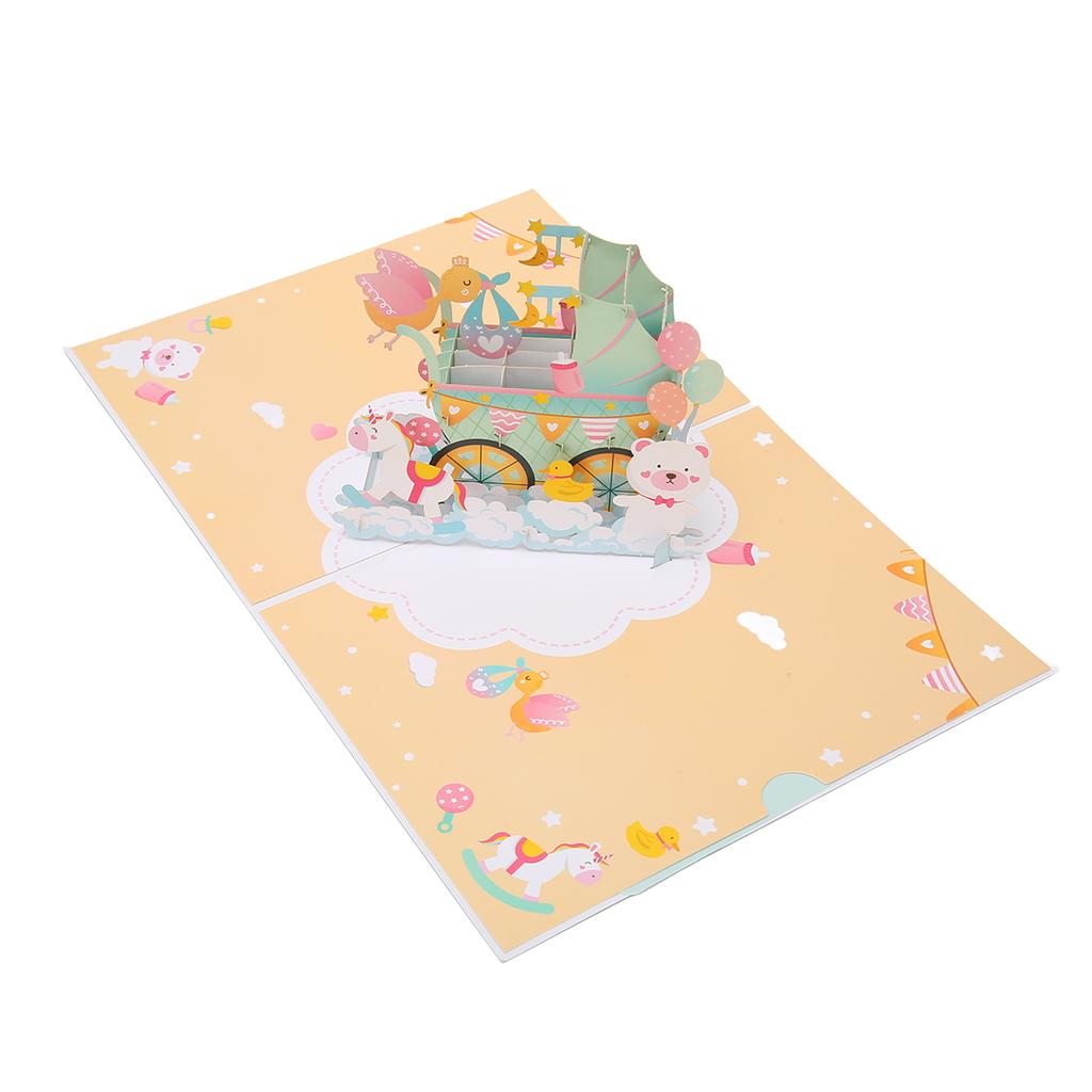 3D Baby Shower Card Cartoon Style Thick Paper Detailed Texture 3D Greeting Cards for Party A