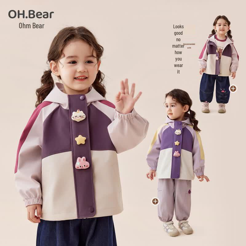 Ohm Bear Girls' 3-in-1 Cartoon Print Jacket