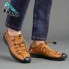 Leather men's sandals non-slip beach outdoor leather sandals men's hole shoes soft-soled breathable sandals