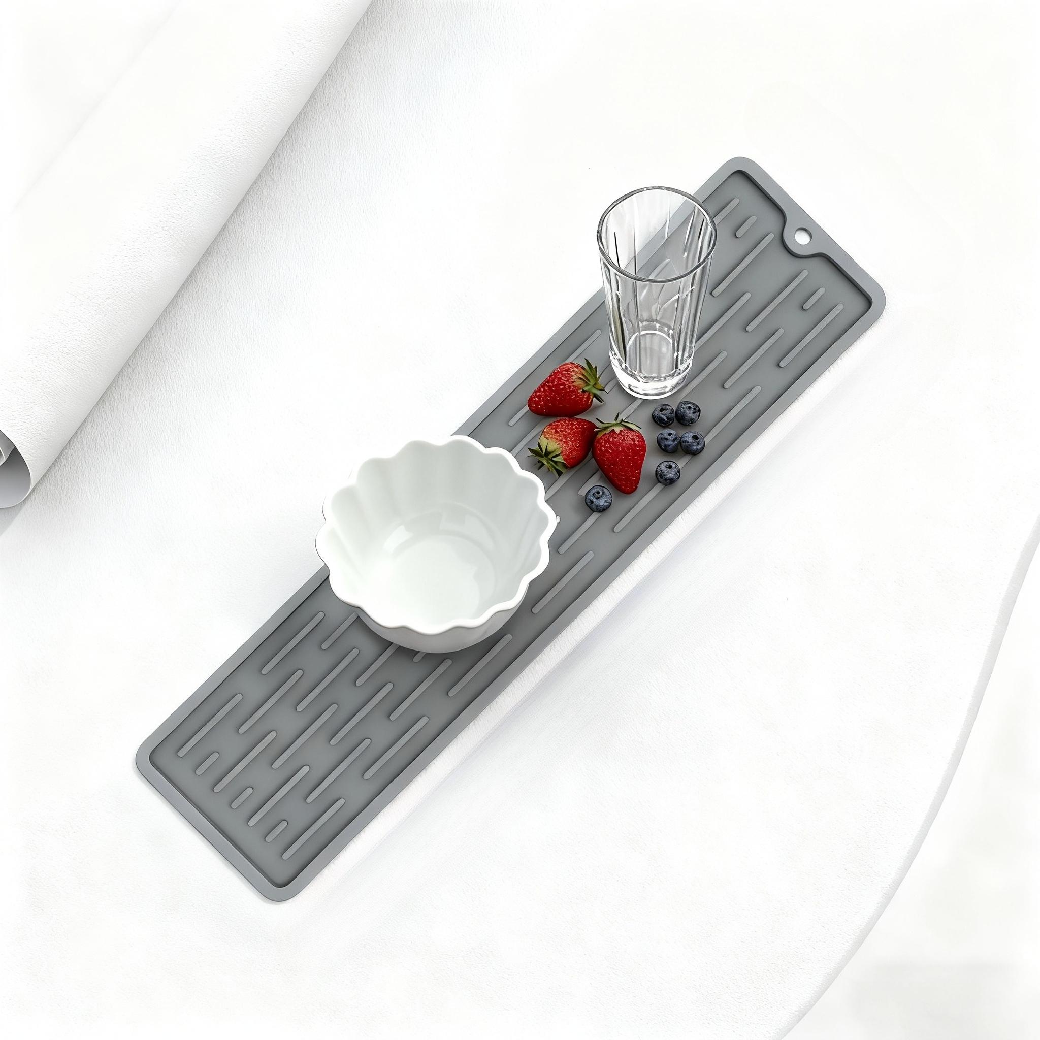 1pc Silicone Drying Mat Soft and Durable Kitchen Sink Countertop MatNon-Slip Cutting Board Mat Heat-Resistant Insulation Pad 35x88cm серый 1750₽