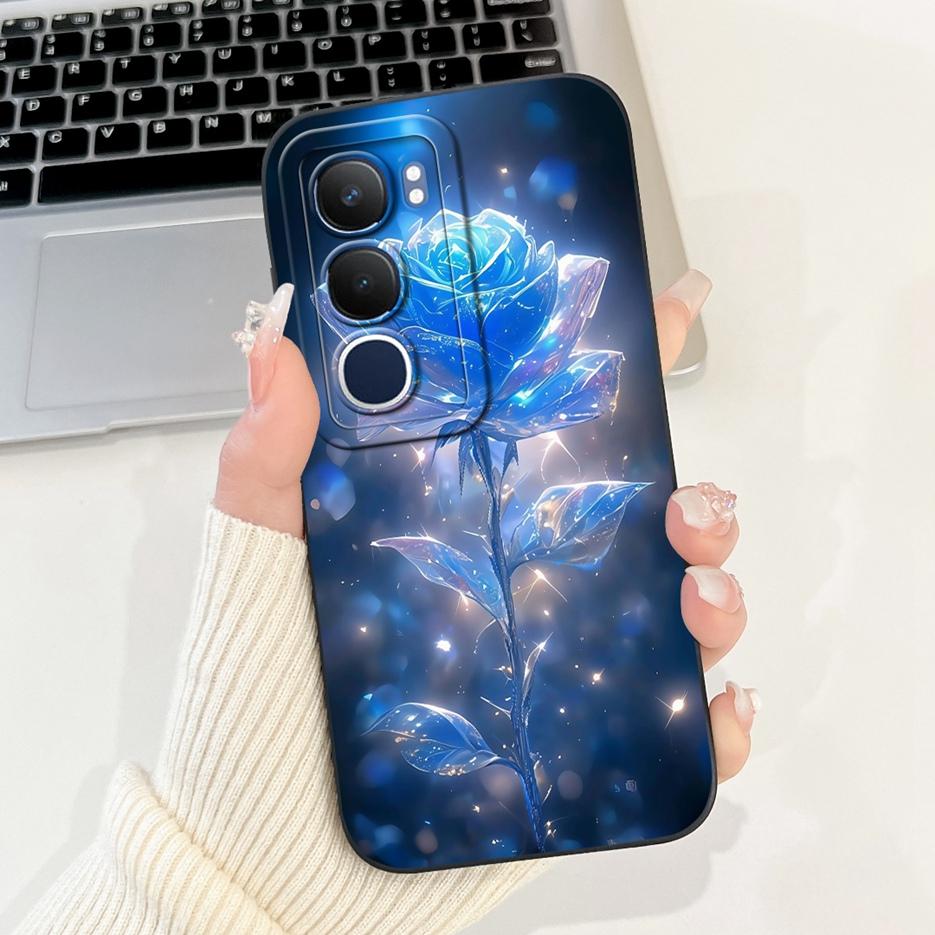 Für Vivo Y19s 4G Hülle V2419 Süße Katze Gittermuster Abdeckung Stoßfest Weiches Silikon Handyhülle Für Vivo Y19s Y 19 s VivoY19s Fundas