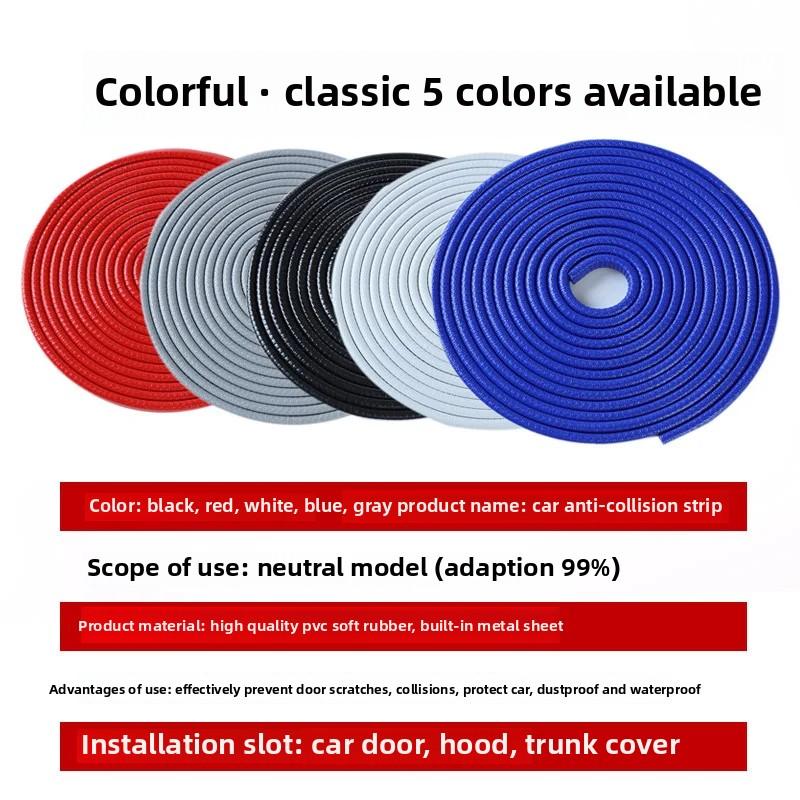 2/5M Car Door Anti Collision Strip with Steel Disc Bumper Trim Edge Scratch Protector Strip Sealing Guard Styling Car Decor