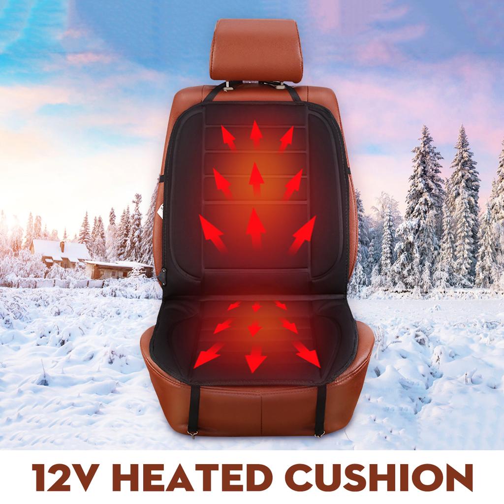 12V/24V New Fast Heated Black /Gray Car Seat Pad Cushion Cover Heating Heater Warm Heated Cold Winter Universal