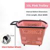 Thickened Plastic Shopping Basket with Wheels Handheld KTV Basket Convenience Store Caddy Vegetable Basket Pull Rod Basket