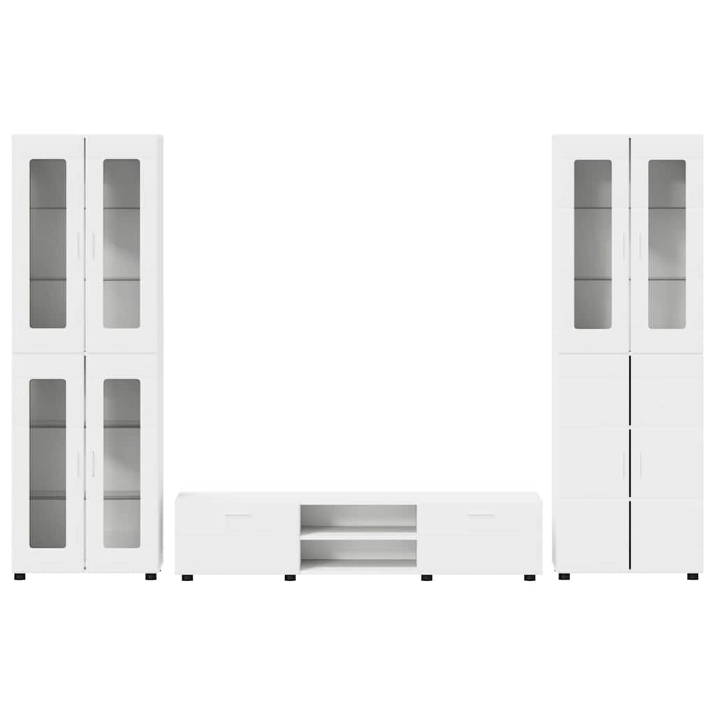 FLORIN 3 Piece TV Cabinet Set with Drawers White Particleboard