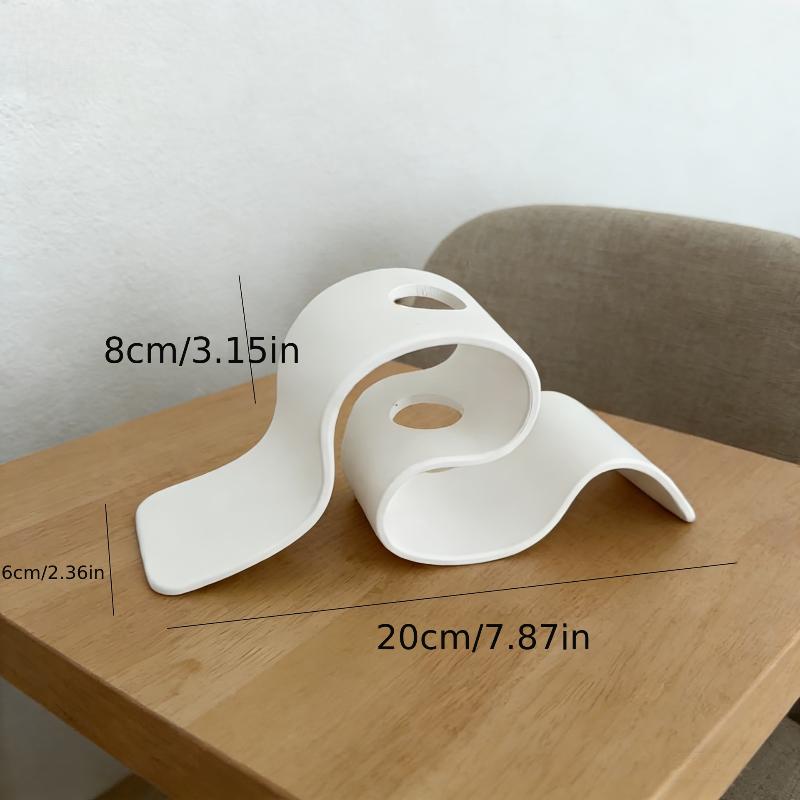 Minimalist White Plastic Vase Creative Curved Wavy Design For Living Room Bedroom Desktop Home Decor Ornament