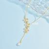 Flower Tassel Necklace Women'S Light Luxury Design Sense Simple And Fresh Versatile Micro-Inlaid Collarbone Chain Accessories