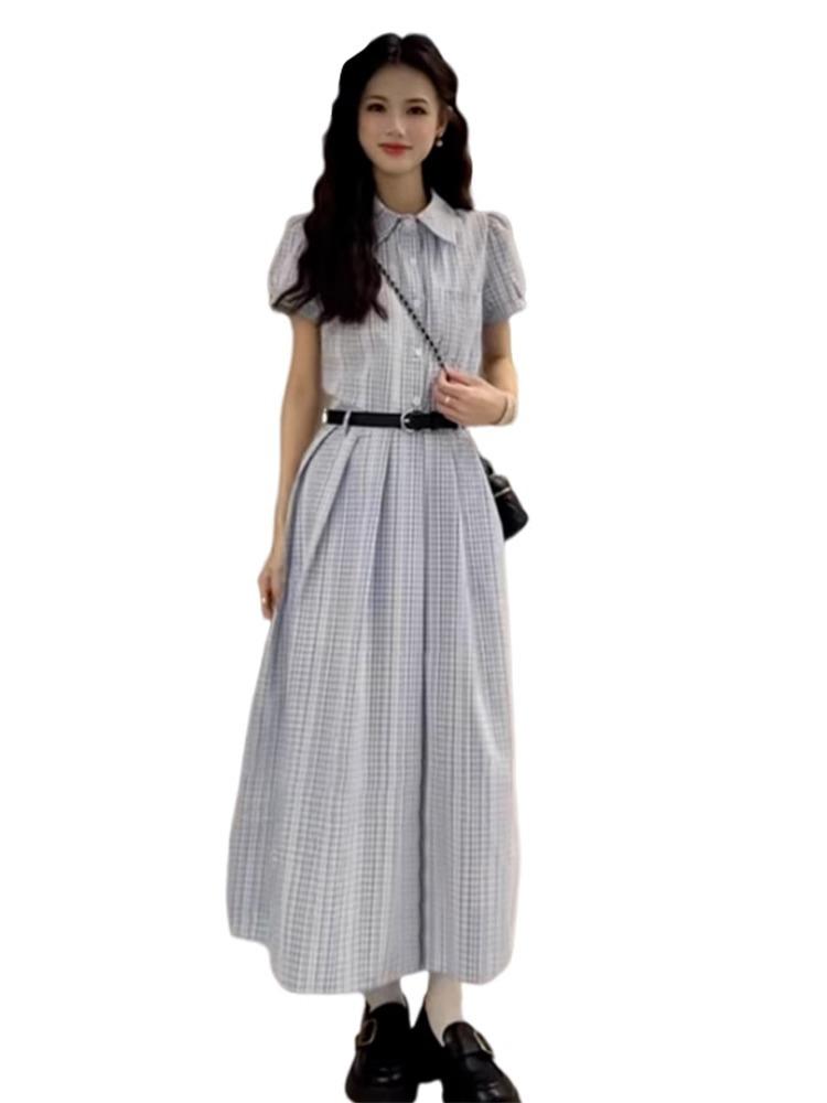 (original Practice + Belt) French Temperament Shirt Long Skirt New Women's Summer Feeling Is Popular This Year