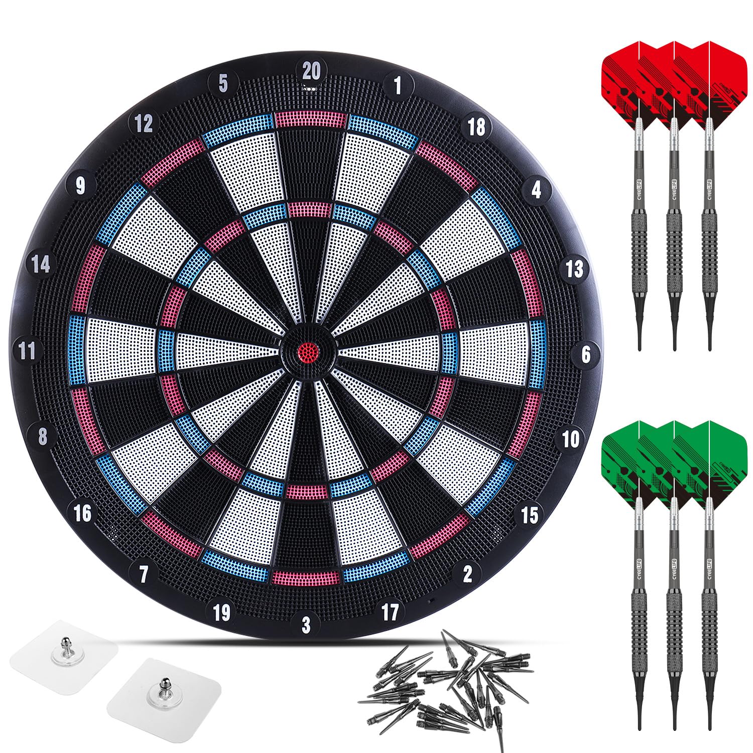 

Soft Dart Board Darts Intact Black Tips CyeeLife-Pink Dartboard+6 (15g)+6 Hooks+30