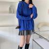 Hooded geometric twist lazy wind pullover sweater autumn and winter new large size thick knitted sweater women