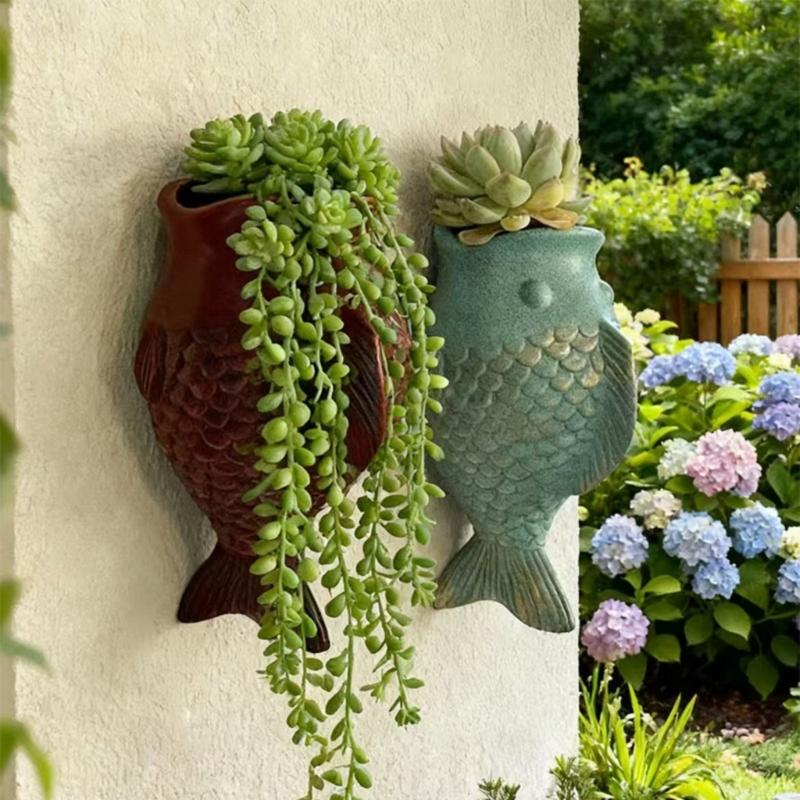 Creative Fish Shape Planter Wall Mounted Easy Cleaning Miniature Model Plant Desktop For Busy Individuals Decoration