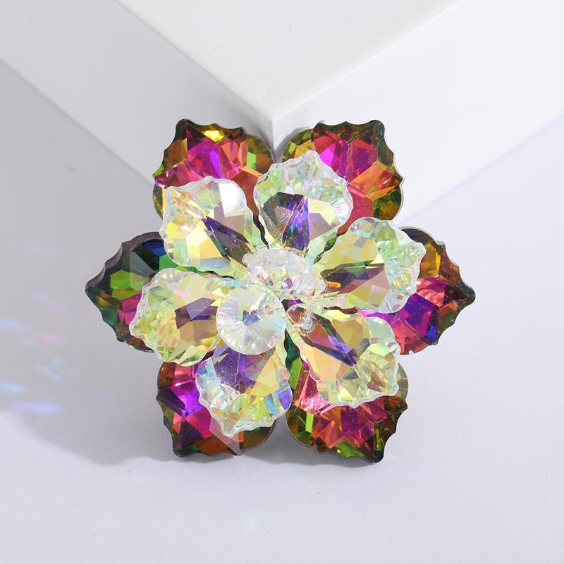 

Броши из блестящего стекла с цветком для женщин, брошь для красоты, офиса, вечеринки, булавка, подарки на Новый год фиолетовый