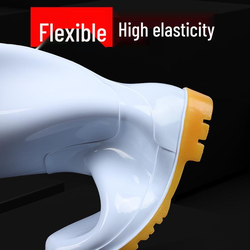 Tianjin Lite High-Top White Non-Slip, Wear, Oil & Acid-Resistant Rubber Sole Rain Boots (Waders)