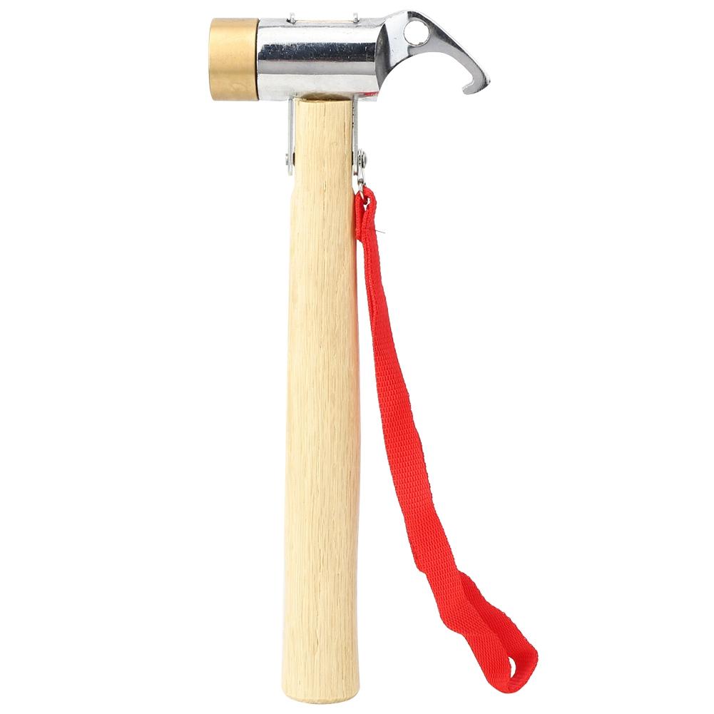 Outdoors Camping Copper Head Hammer Wooden Handle  Multi Function Sliver Tent Nail Hook Mountain Climbing Portable