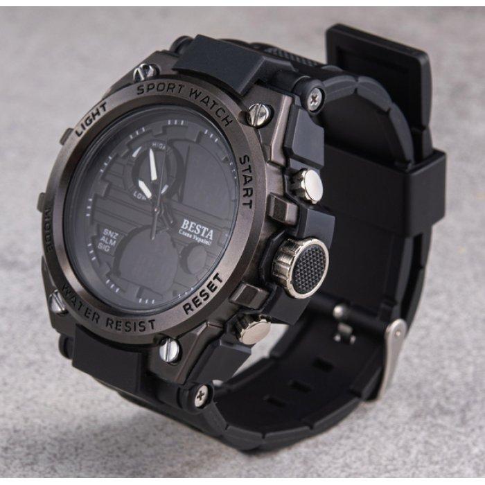 Men's Sports Tactical Watch Besta Tattoo Black with Stopwatch and Alarm Clock