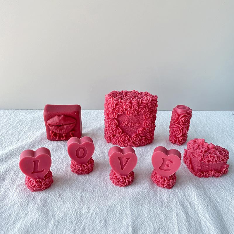 Forma na aromaterapii na svíčku Rose Heart Love Silikonová forma Forma na zdobení dortů na čokoládu Ručně vyrobená forma na svíčku