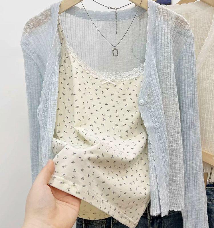 Women's Floral Spaghetti Strap Tank Top, Summer Lace Layer, Slimming Sleeveless Base
