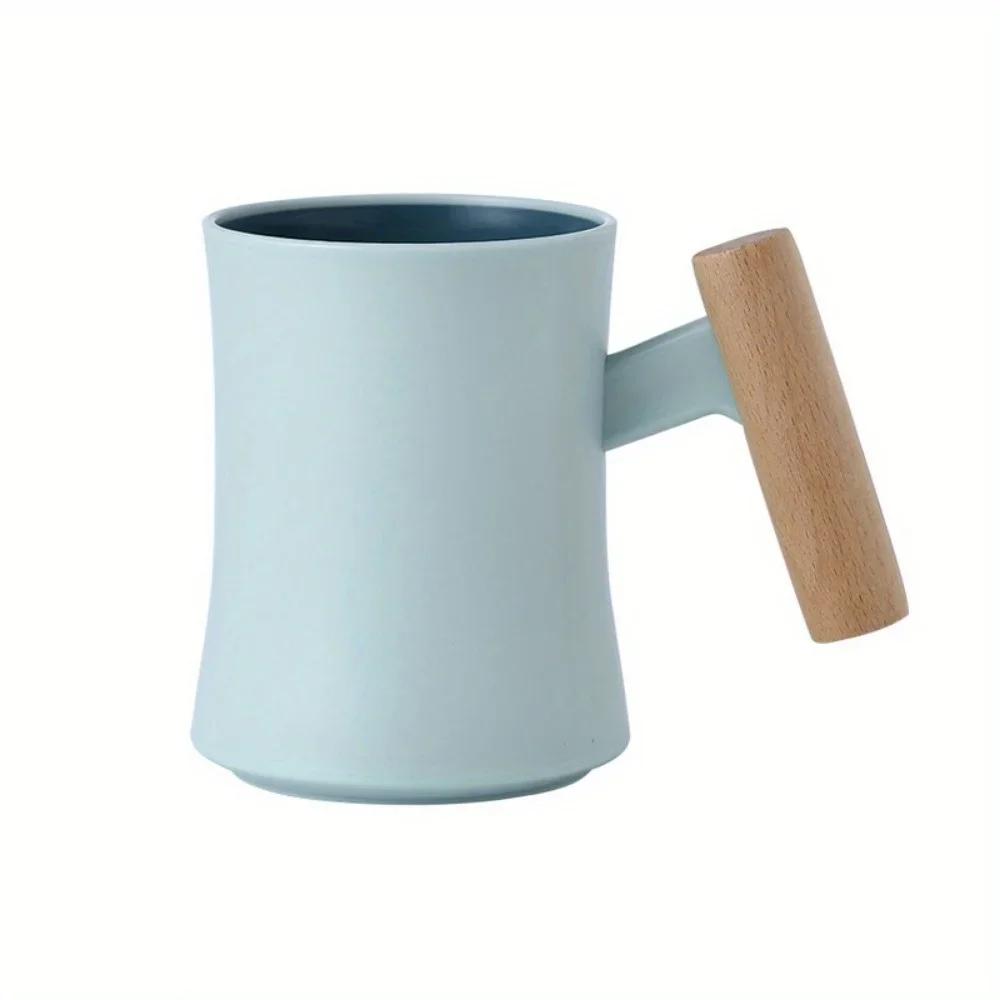 Wooden Handle Mouthwash Cup Couple s Toothbrush Cups High-End Plastic Mouthwash Cup Double-Layer Contrast-Color Mouthwash Cup 301-400ml синий