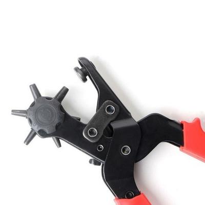 Perforatrice à Ceinture en Acier Durable Pince Perforatrice Plate Rotative pour Cuir Trou Rond Trou Ovale Perforateur de Ceinture Selle