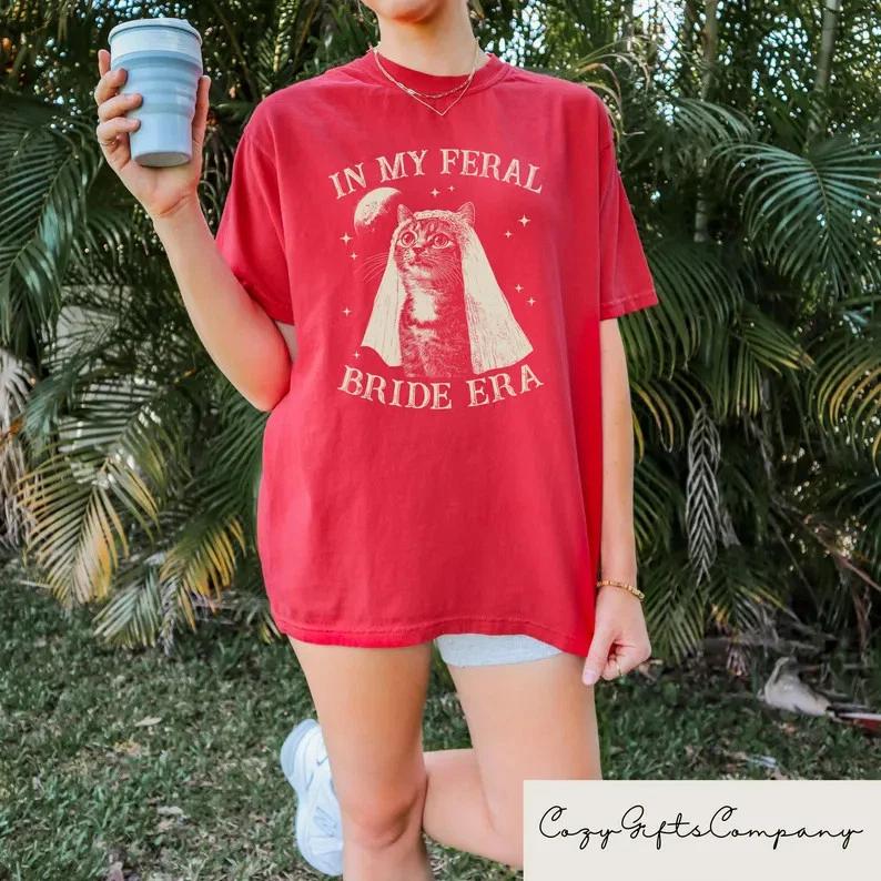 Retro Comfort Bride T- Shirt, Funny Bride Shirt, Cat Lover 2XL