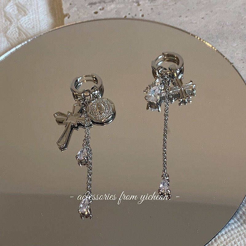 

Стильные серьги-капли в форме креста для женщин, модные серьги с цирконием, ювелирные изделия для вечеринок серебряный