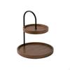 Two-Tier Rack with Wooden Trays Compact Desk Shelf Sturdy for Women