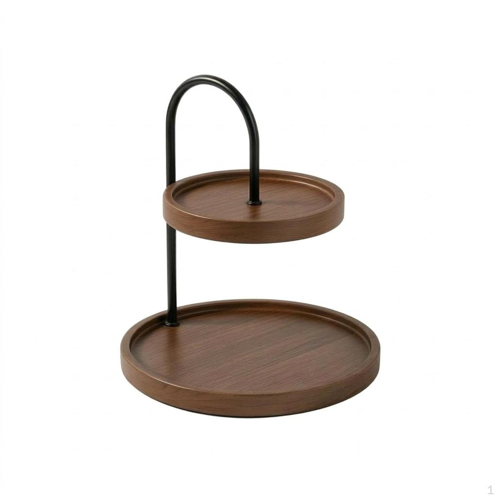 Two-Tier Rack with Wooden Trays Compact Desk Shelf Sturdy for Women
